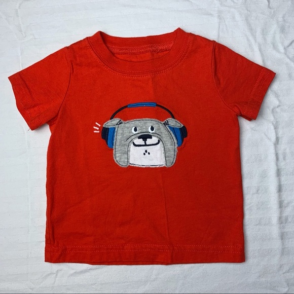 Carter’s red shirt navy pants set, dog with headphones appliqué, 3 months - Picture 4 of 8